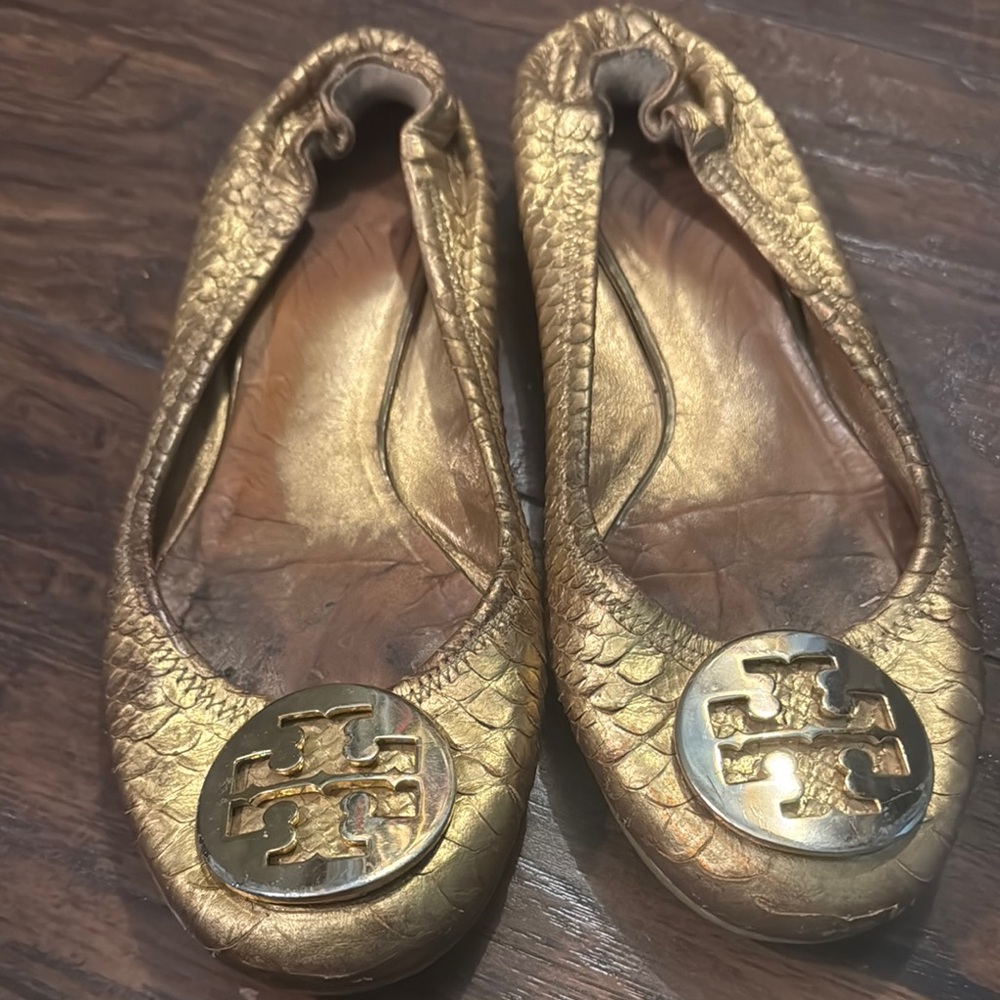 Tory Burch Gold Ballet Flats